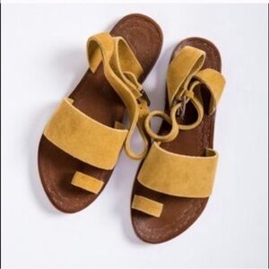 Free People Mustard yellow flat Torrance Suede Sandals